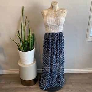 Strapless maxi dress with back cutout